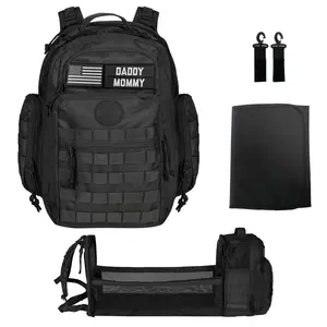 Phil & Jack Dad Diaper Bag Backpack, Baby Diaper Bag with Changing Station, Tactical Military Style, Womens Mens Diaper Bag (Black)