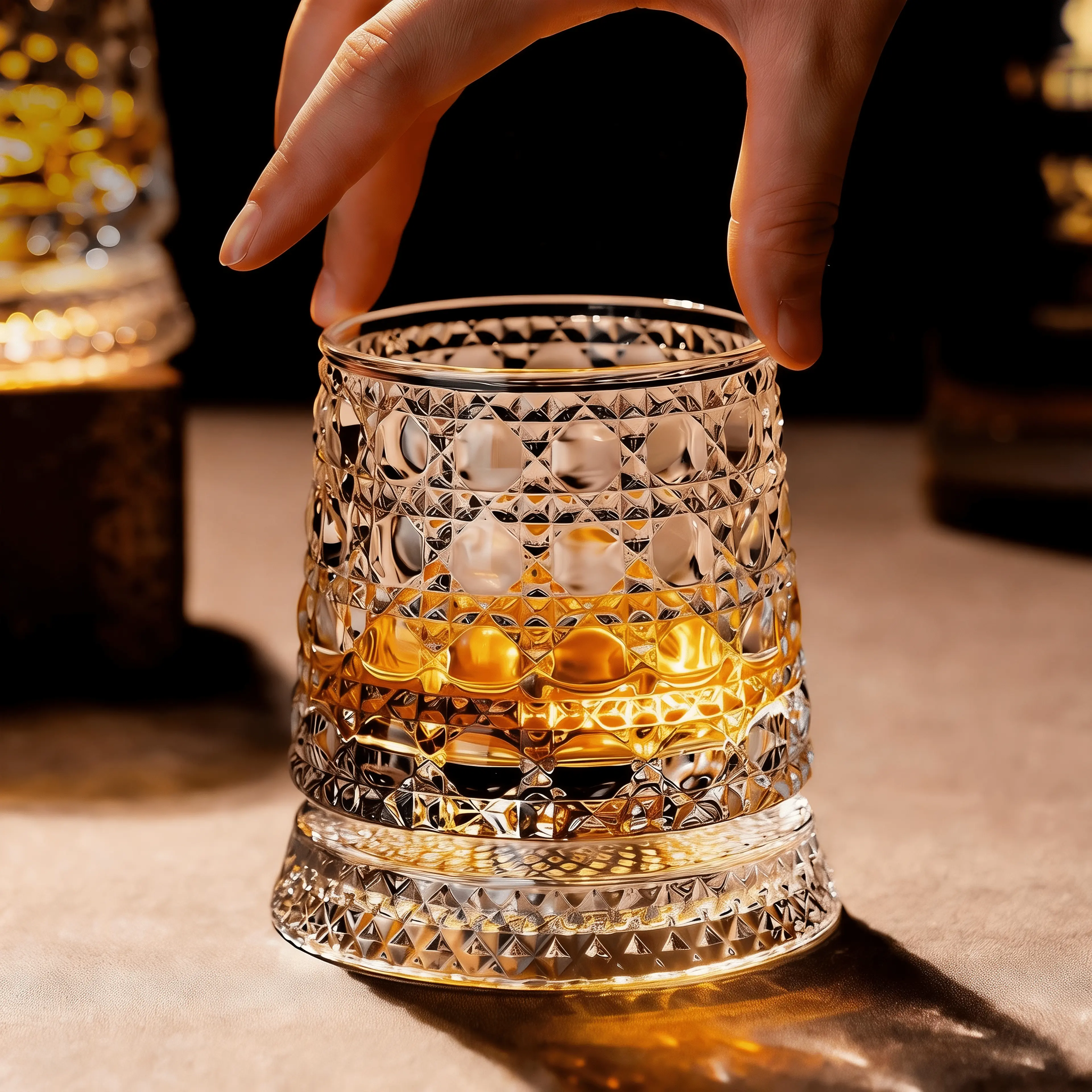 SummerWins【VORHORE】Luxury 360° Spinning Crystal Glass Star-Cut Stress Relief Whiskey & Wine Glass Elegant European Barware Gift for Modern Home Bars Rotating Glass Spinning Glass Cup