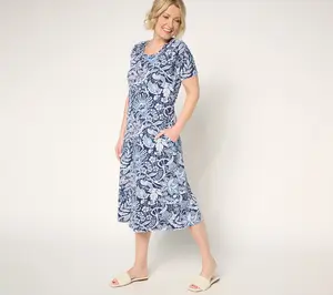 Denim & Co. Tall Favorite Jersey Short Sleeve Midi Dress