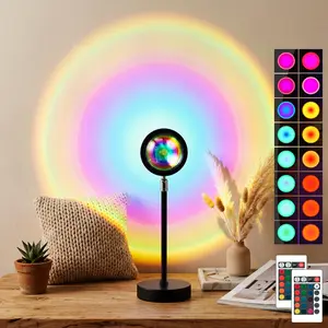 Romantic 16 Color Sunset Projection Lamp - 180 Degree Rotation LED Mood Light, USB Powered, Ambient Glow for Date Night, House Party, Bedroom Vibe, Couple Night - Perfect Valentine's Day Gift for Her