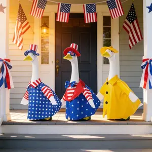 Independence Day Goose Costume Set, Waterproof Raincoat, American Flag Jacket, Hat, Sunglasses, Tie, for 23-Inch Goose, Patriotic Outdoor Decor