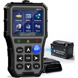 Scanner with Battery Tester - Check Engine Light & Emissions Readiness, Plug & Play, Battery Health, Real-Time Date, Car Code Reader, Support All OBD II Vehicles