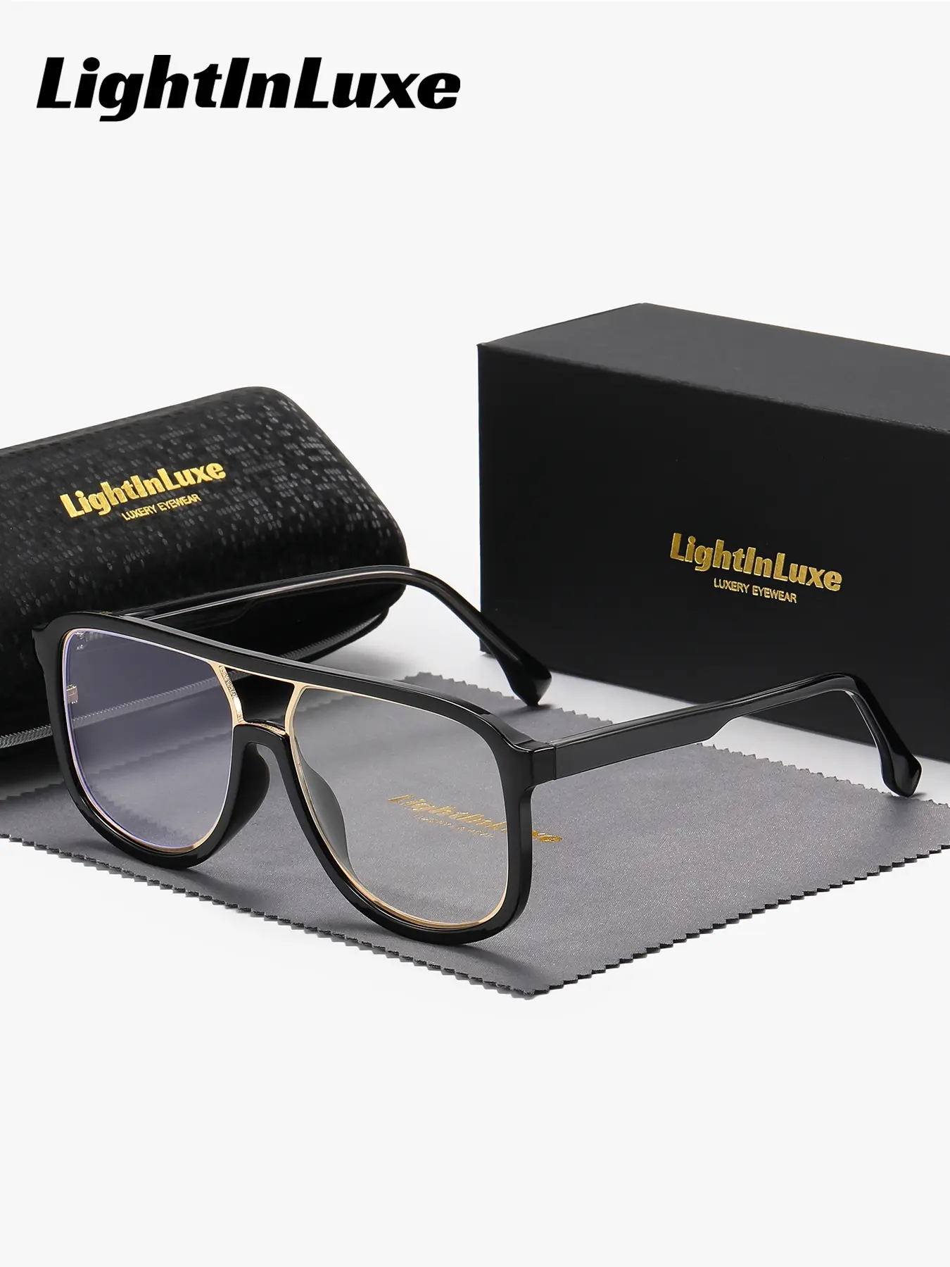 1 Pair LightInLuxe Unisex Full Frame Frog Frame Plano Glasses Transparent design,Fresh&Soothing