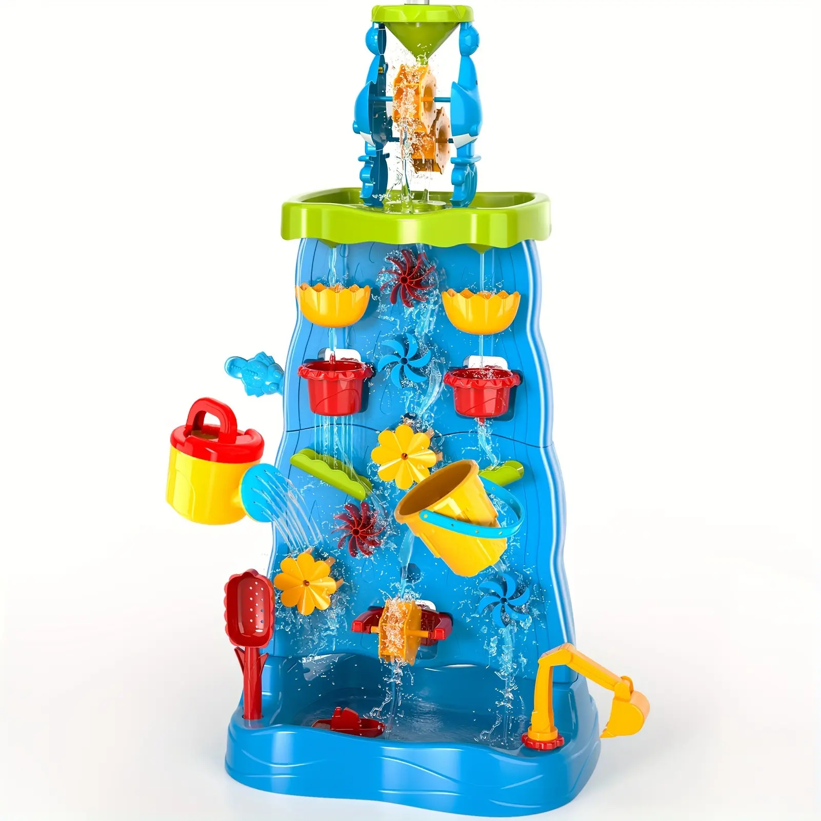 Double-Sided Outdoor Water Play Table - Summer Sensory Toy with Waterfall Design, Sand & Water Tables for Kids, Ideal Birthday Holiday Gift for Boys Girls, Outdoor Water Play Table Sand & Water Tables