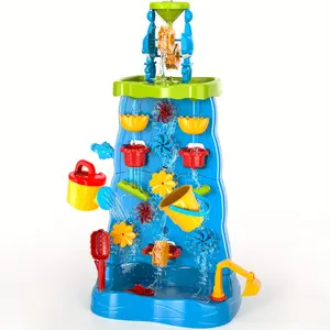Summer Outdoor Play Sensory Toy, Double-Sided Kids Water Sand Table With Waterfall Design,Ideal Birthday Holiday Gift For Boys Girls
