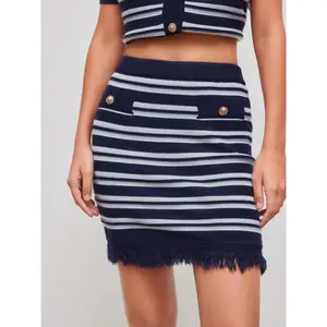 Cider [size 2-10] Knit Mid Rise Striped Tassel Mini Skirt SwimWeek