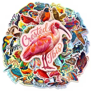 50pcs Retro Watercolor Bird Stickers, Suitable for Scrapbooks, Diaries, Laptops, Water Bottles, Cars, Etc. A Gift with A Positive Message and Based on Faith.