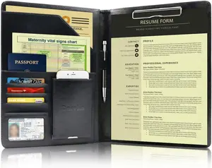 Business/Resume Padfolio Portfolio Folder with Letter/A4 Size Clipboard, Interview/Conference/Legal Document Organizer,  Portfolio Professional Case, Padfolio for Women/Men - Black