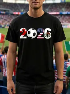 2026 North America Soccer Tee |   Unisex For Men & Women |   All Occasions |   Style with Any Bottoms For Games & Daily Wear,Retro 2026 Soccer Graphic Tee |   For Festival Goers & Street Style Lovers |   Washed Black |   Pair with Baggy Jeans & Sneakers S