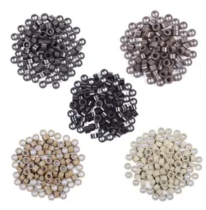 1000 Pcs 5.0 mm Silicone Lined Micro Links Rings Hair Extensions Beads for Human Hair & Feather Extensions Aluminum Silicone
