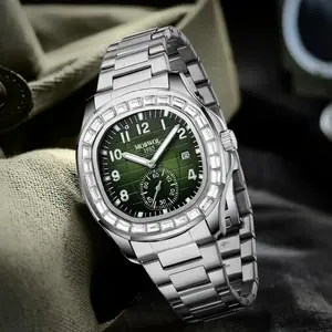 MOBWOL Men's Statement Luxury Watch | Stunning Baguette Crystal Bezel | Reliable Japanese Core Movement | Comfortable Butterfly Clasp | Luminous & Water-Resistant | The Ultimate Accessory for the Modern Gentleman
