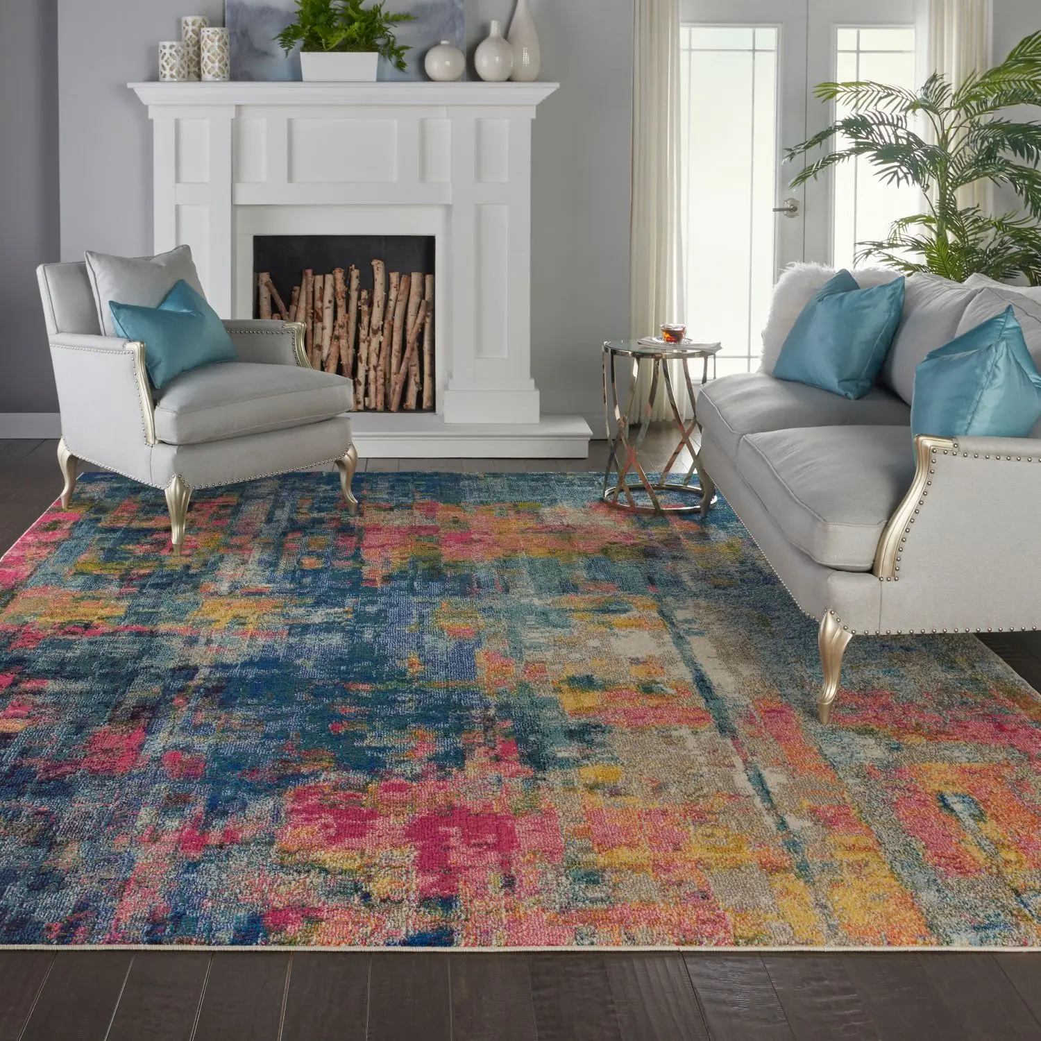 Nourison Celestial Block Pattern Modern Floor Rug - Indoor Use, Contemporary Abstract Art Design, Bright Yellow Option, Living Room Decorations, Decor for Living Room, House Decor Accent