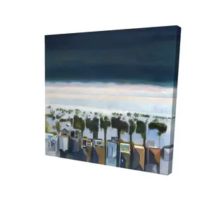 Begin Home Decor 2080-2424-CO127 24 x 24 in. Birds Eye View Beach Canvas - Exotic Blue Home Decor