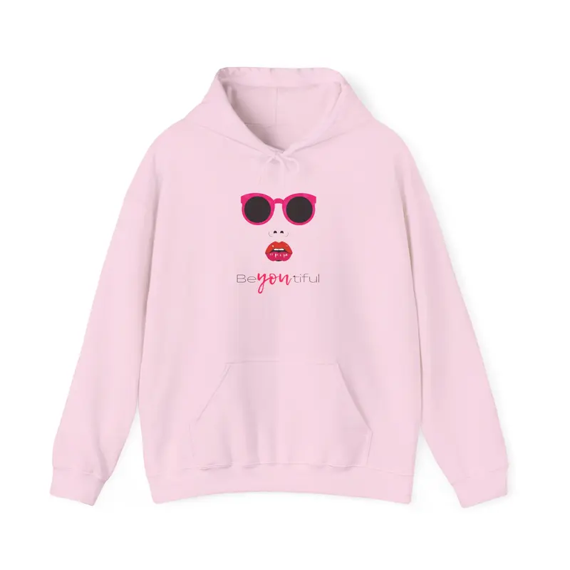 Pink Inspirational Hoodie - Red Lips Design, Women's Pullover, Positive Quote Sweatshirt, Motivational Jumper, Gift for Her, Cozy Outerwear