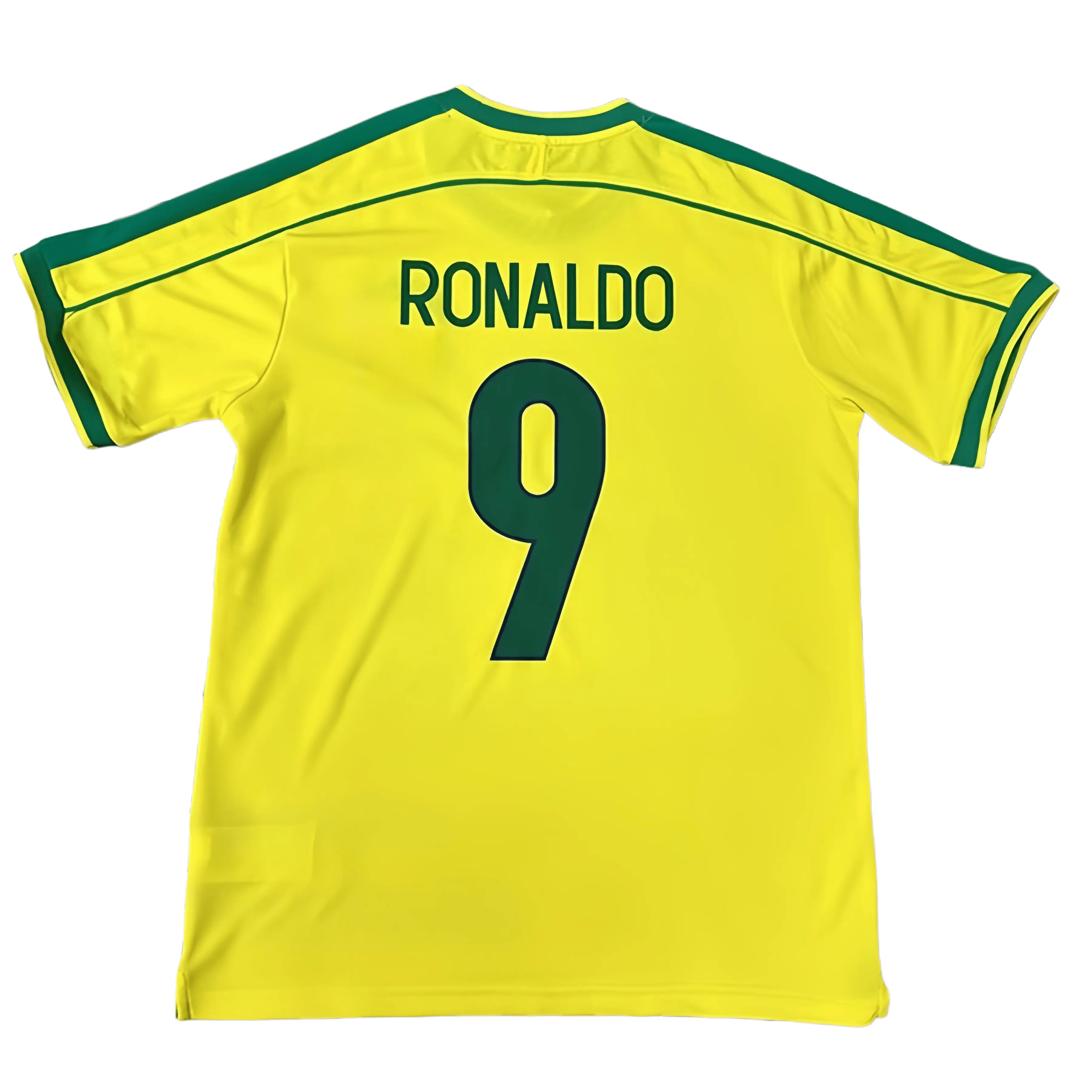 2002 2004 Home Retro Yellow No.9 Ronaldo Short Sleeved Soccer Jersey