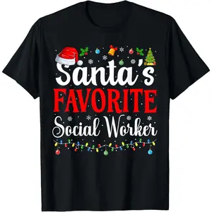 Santa’s Favorite Social Worker Cool Christmas Social Worker T-Shirt