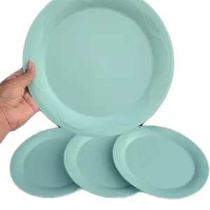 Set of 4 aqua dinner plates
