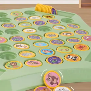 Kids Animal & Fruit Memory Flip Chess Game, 2-Player Educational Interactive Toy with DIY Stickers, Safe Smooth Plastic Pieces for Family Fun & Learning