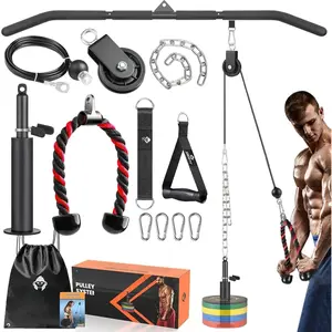 SUNDAY MIRTH Pulley System Gym, Power Rack Pulley Attachment with 2-in-1 LAT Pull Down Bar and Upgraded Loading Pin, for Triceps Pulldown, Biceps, ,