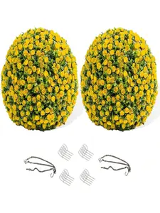 15" Flower Topiary Ball Decorative Balls 2PCS, Artificial Topiary Balls, For Outdoor Patio Garden And Indoor, Wedding Decoration  15" Artificial Topiary Flower Balls, 2 PCS Hanging Grass Ball For Home Wedding Decor, Red Rose Fruit Plant