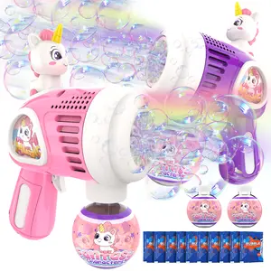 Unicorn Bubble Machine 2PCS With 12 bubblewand 2 Bubble Solution 10 Refill Solution, Anti-Leak, Automatic, Colored Lights, Gifts for Kids Adults Outdoor Best TIK Tok Toys for Wedding Birthday Party