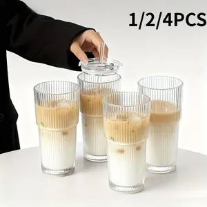 Glass Coffee Cup With Lid, Capacity 18.6 Ounces To 20.29 Ounces, A Multifunctional Glass Cup Suitable For Home, Office, And Travel, Can Be Used As A Coffee Cup, Tea Cup, Whiskey Glass, Or Milk Cup