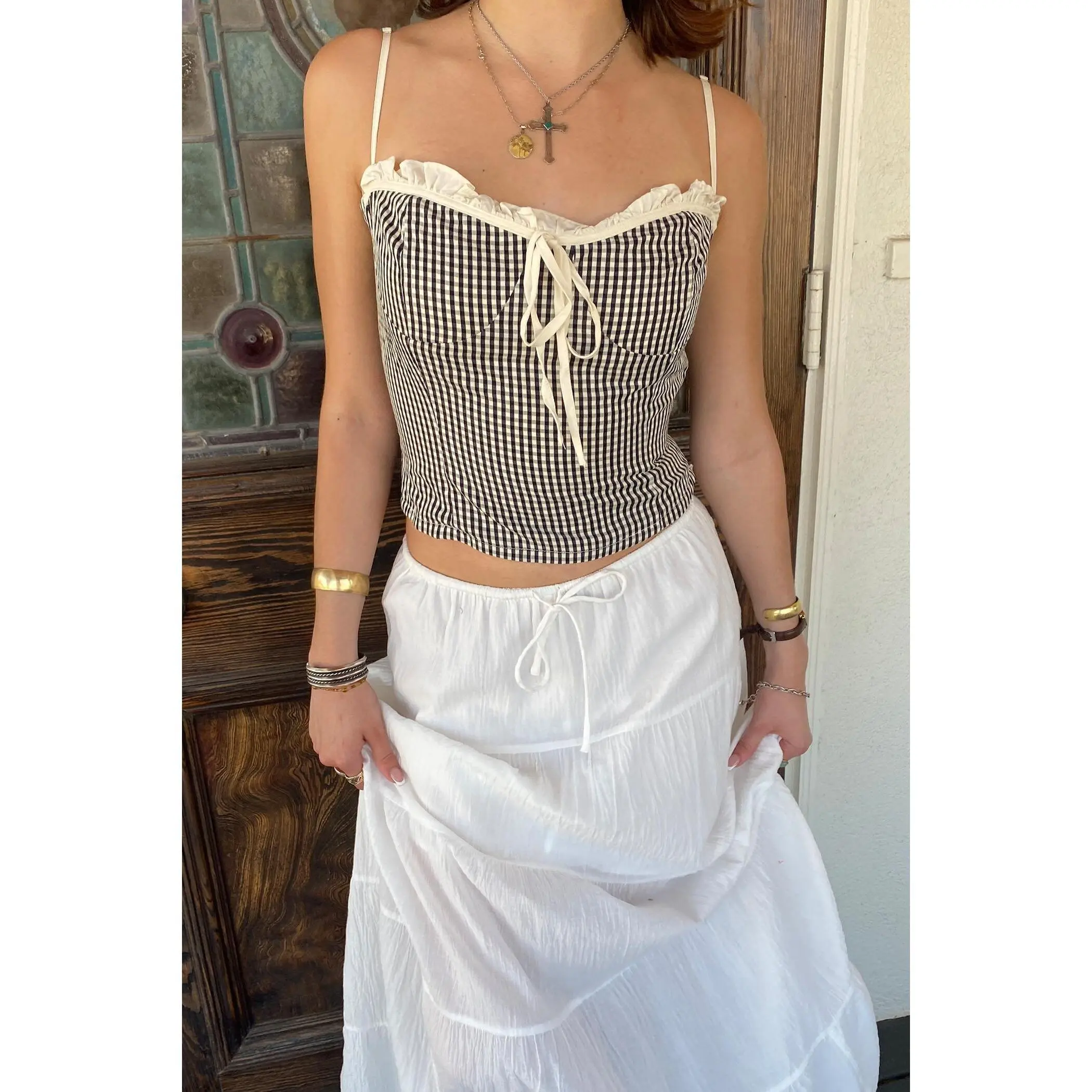 Gingham Corset Top
