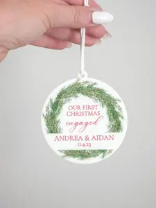 Our First Christmas Engaged, Married Ornament