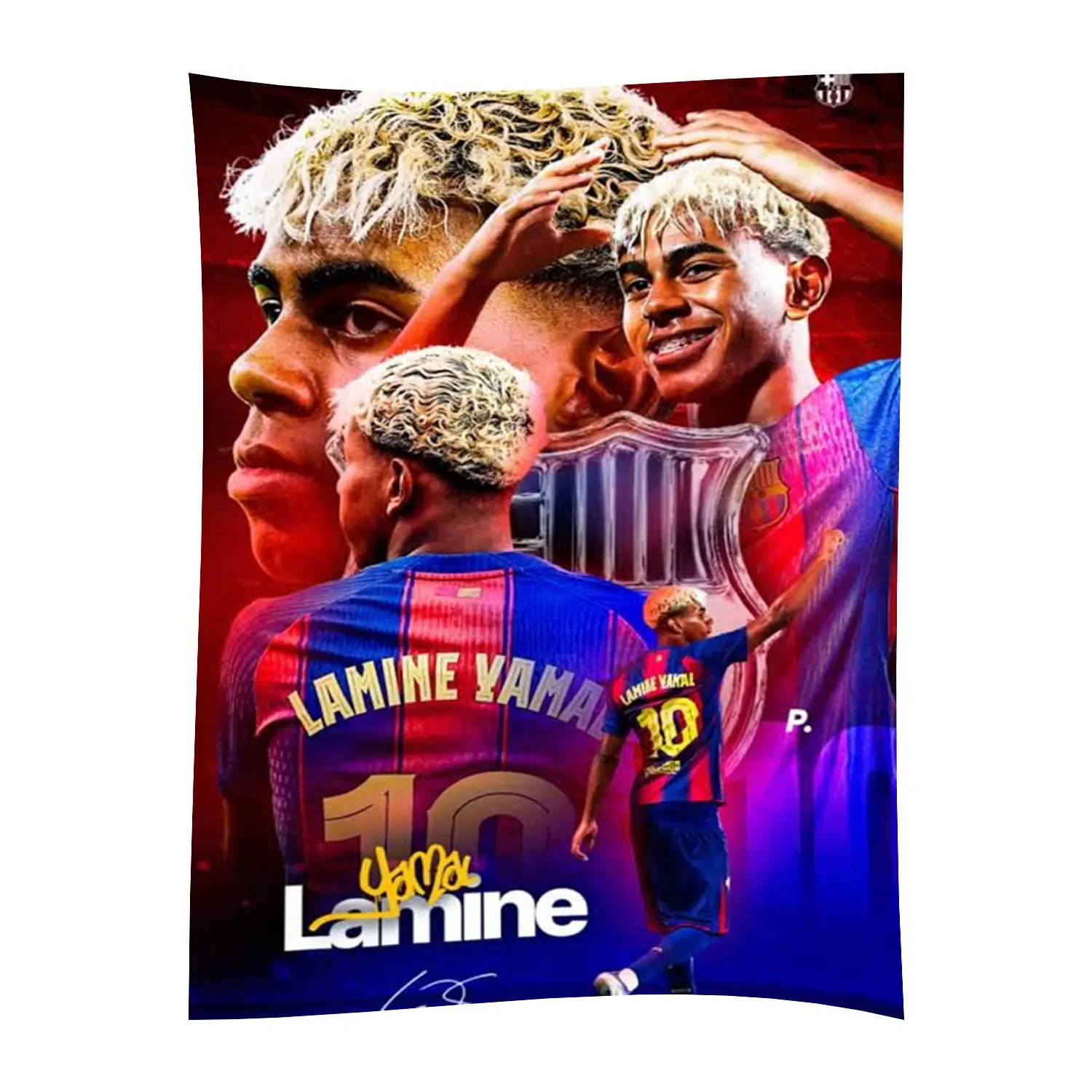 Barcelona Lamine Yamal Warm Fleece Blanket, La Liga Football Player Print Throw Blanket, Great Birthday Gift for Young Barca Supporters,flannel