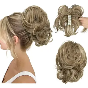 Short Curled Wig with Clip-In Ponytail, Stylish Hairpiece for Any Skin Tone & Face Shape, Perfect for Everyday Use