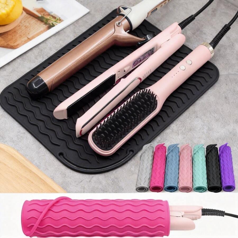Large Automatic Curling Stick Heat-resistant mat Heat Resistant Silicone Mat for Hair Tools - Non-Slip Curling Iron & Flat Iron Heat Pad