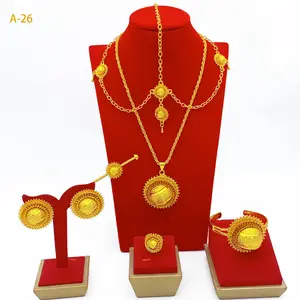 New Zinc Alloy Six-piece Set Necklace Bracelet Earring Ring Hair Chain Hair Fork Bride Wedding Jewelry