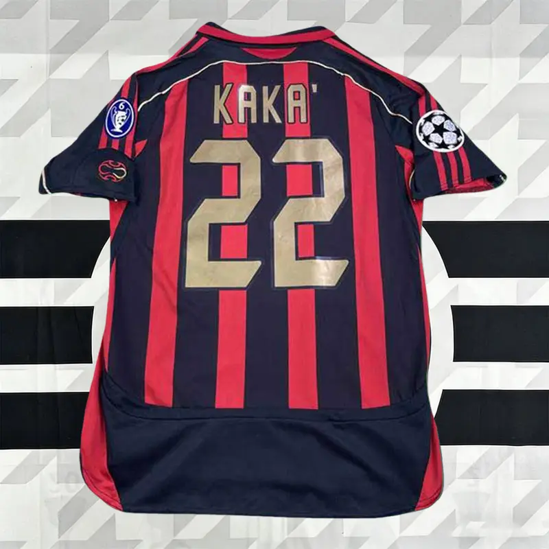 06-07 Home Short Sleeve Red and Black Stripes #22 Kaka Jersey