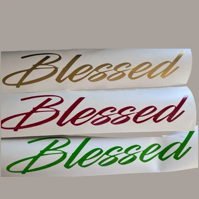 Blessed Decal Sticker, Self-Adhesive Tape Backing, Clean Cut Design for DIY Crafts, Fridges, Cabinets