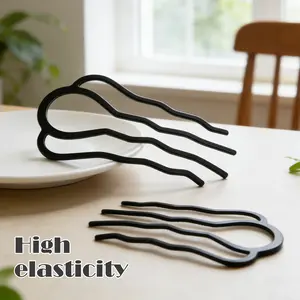 3 Counts black four-tooth hair clips, Durable Metal Side Comb for Any Occasion