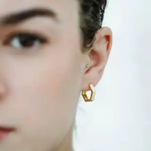 Mini Hexagon Huggies for Women - Gold/Silver