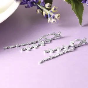 Alice S925 Sterling Silver Lavender Collection Dangle earrings with Zirconia