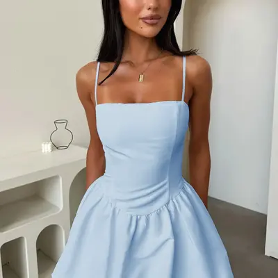 short puffy dresses casual Short Puffy Dress With Sleeves
