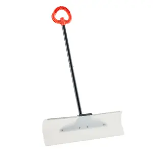 D ProTool Hub Plastic Snow Pusher Shovel 30in Heavy Duty Snow Plow for Driveway Ergonomic Grip with Red Handle