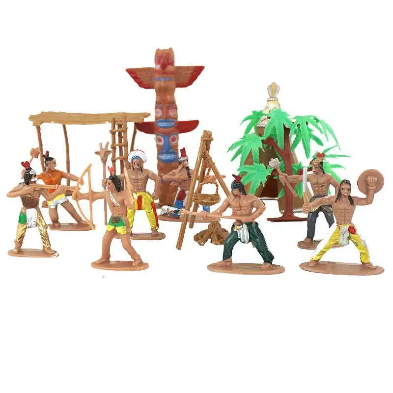 13-Piece Native American Tribal Unicorn-Themed Statues & Figurines, Kids' Educational Playset, Tabletop Speciality Ornaments for Sand Table, Home Decor Decoration