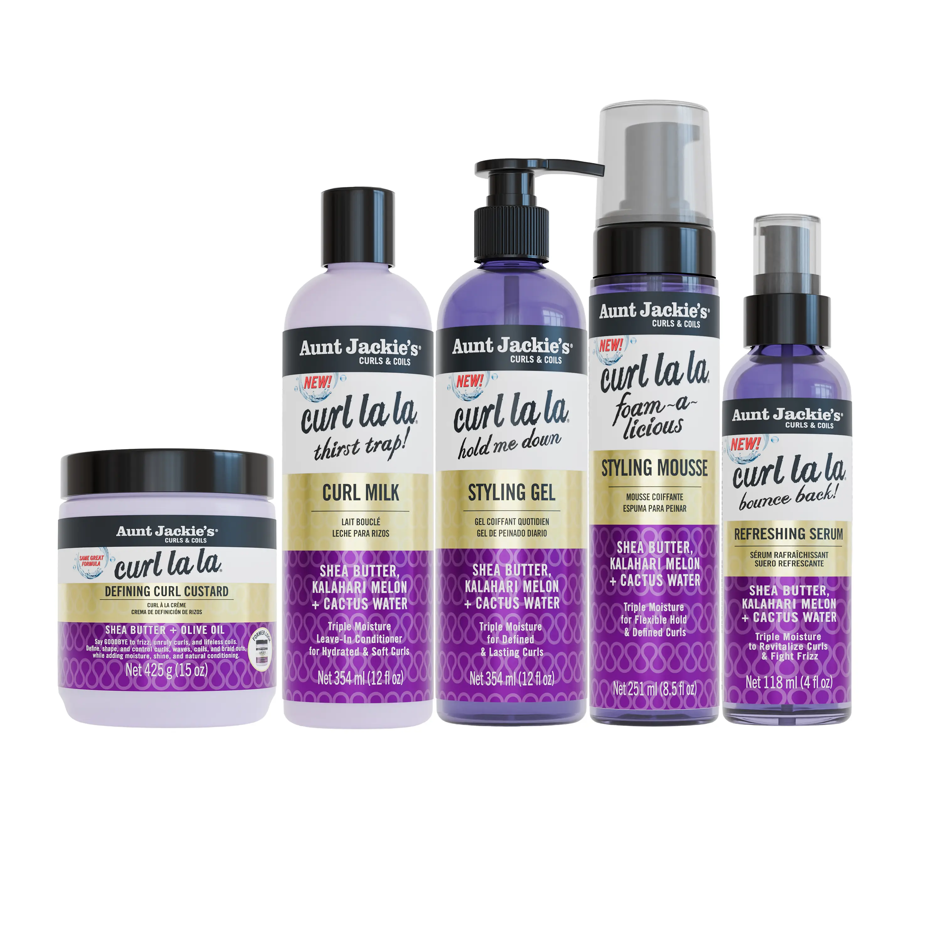 Aunt Jackie’s Curl La La Bundle for Curly & Coily Hair, Moisture, Definition & Hold Without Flakes