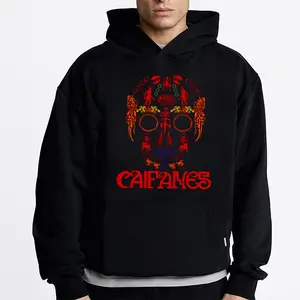 Caifanes Aztec Skull Rock en Español Graphic Hoodie Fleece Fabric Casual Hooded Sweatshirt Trendy Tops Perfect Gift