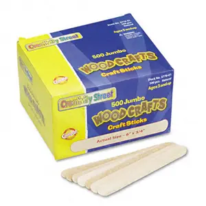 212 MAIN Natural Wood Craft Sticks - Jumbo/Large Size, 6in x 3/4in, 500 Pieces per Box, Wooden Material for Crafts & DIY Projects