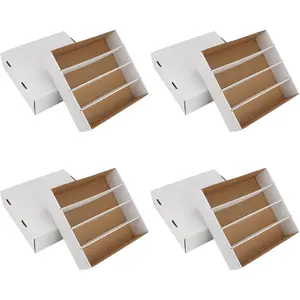 Collector Card Storage Box 3120 Count Trading Cards Box White Sports Card Boxes Card Sorting Tray Card Sleeve Cases Card Collection Box for Soccer Basketball Cards (4 Set)