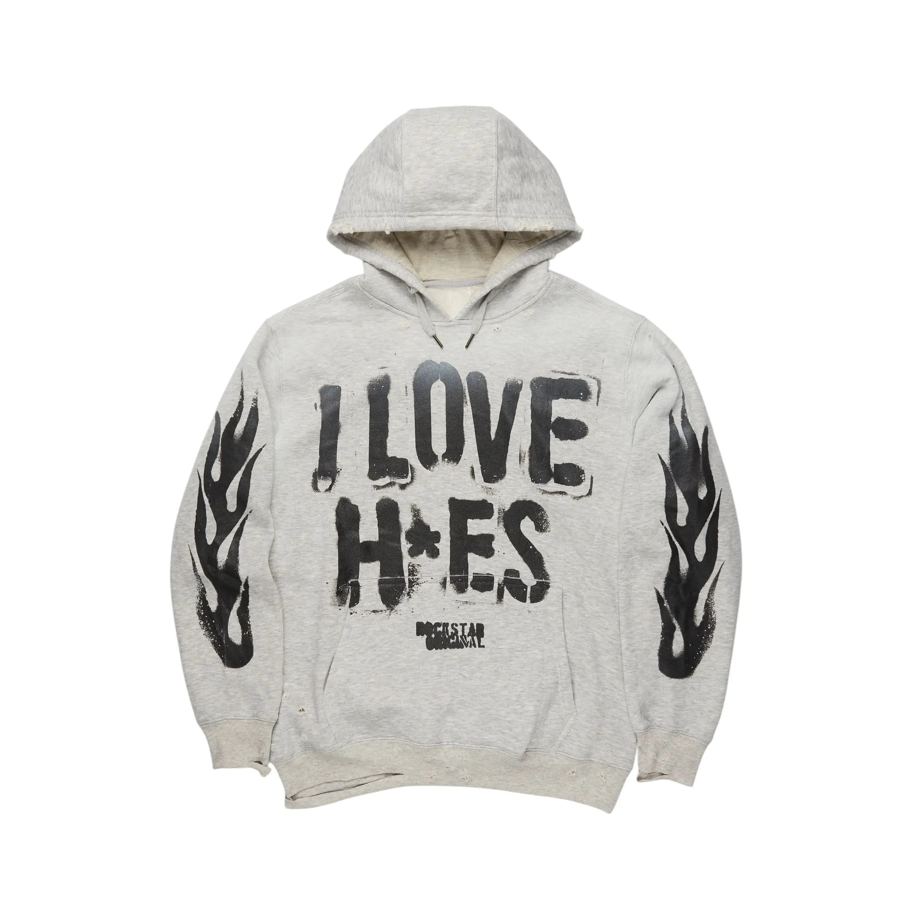 Banyan Heather Grey Distressed Graphic Hoodie