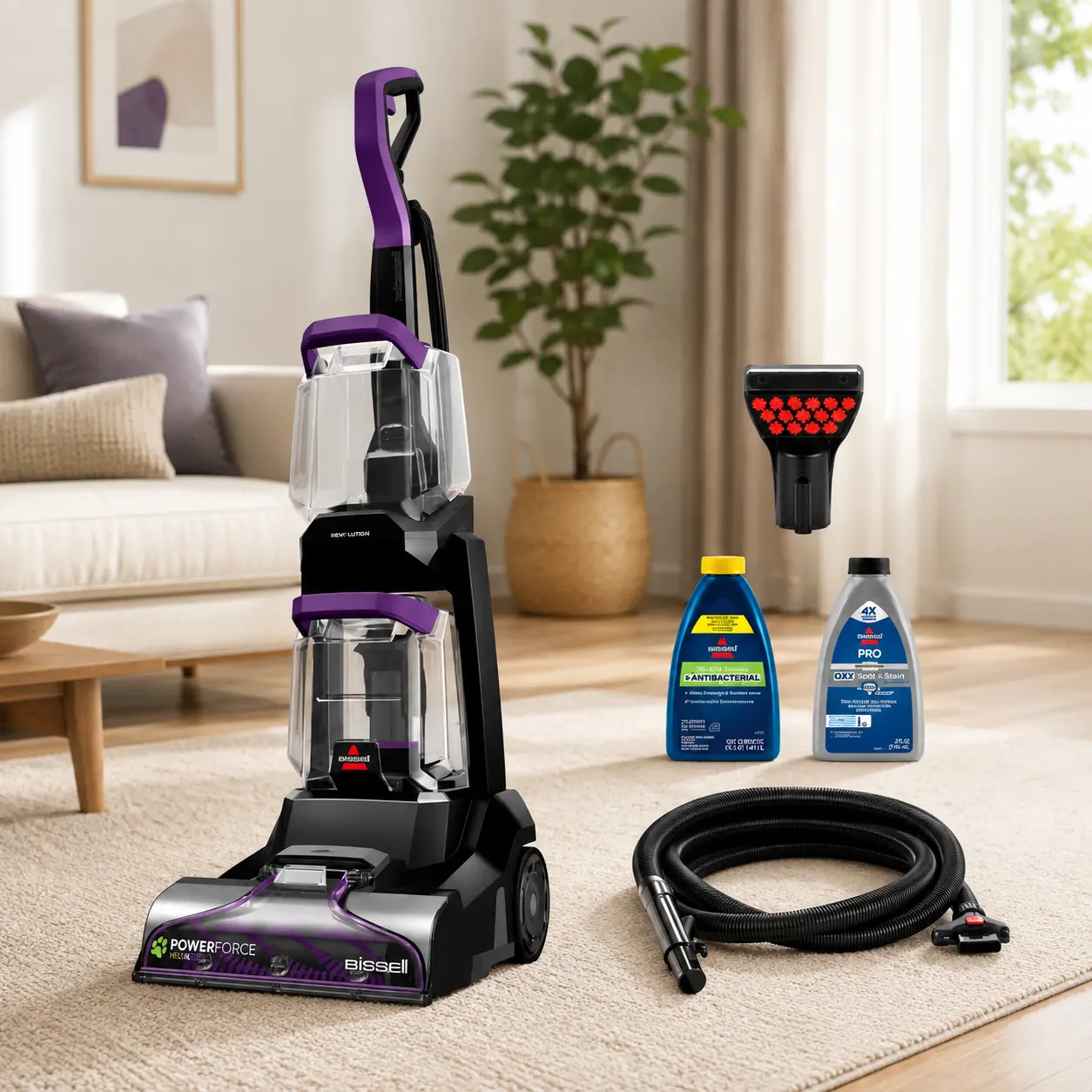 BISSELL PowerForce Pet XL Upright Deep Cleaner, for Carpet and Upholstery, 10" Clean Path, Above Floor Cleaning, Large Clean Tank, Lightweight, 3748, Black