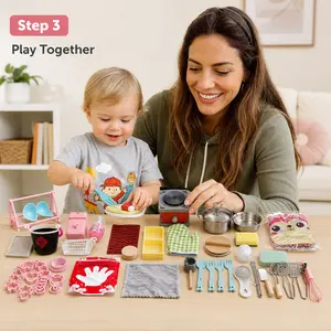 Real Mini Cooking Kitchen Set for Kids, Safe Playset with Kid Tools, Montessori Toy Gift 8-12
