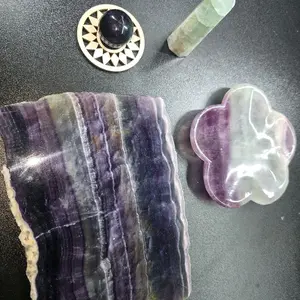 Flourite Combo - Natural Purple & White Geode Crystals for Healing & Decor