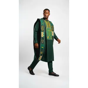 Emerald Authority Agbada 3 Piece Set - Men’s African-Inspired Agbada (US Men’s XXL)