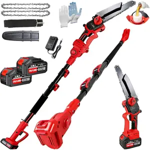 2-in-1 Cordless Pole  & Electric Mini  8 Inch, with 2 X 4.0Ah   Chain , 16 FT Max Reach Pole , Brushless , Auto Oiling,Pole  for Tree Trimming,